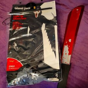 Kids 8/10 Ghostface Scream horror costume with prop